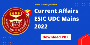Download free PDF ESIC UDC Mains 2022 Current Affairs IN HINDI